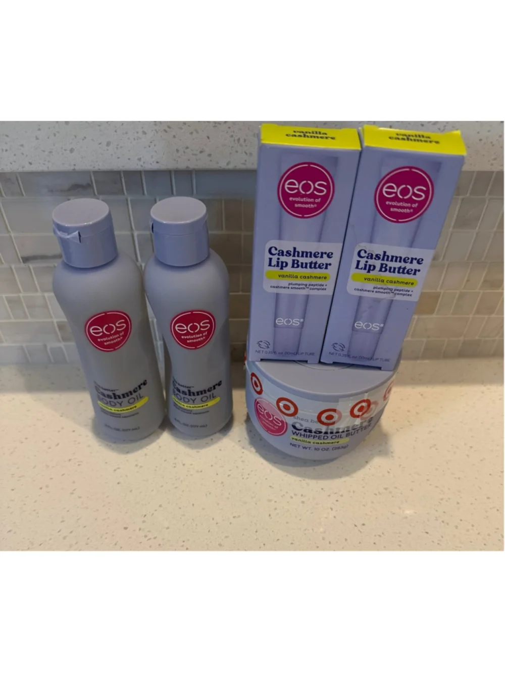 EOS Vanilla Cashmere Bundle | Body Oil x2 Oil Butter x1 & Lip Butter x2
